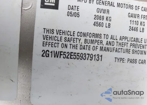 2005 Chevrolet Impala from USA, damaged, VIN 2G1WF52E559379131